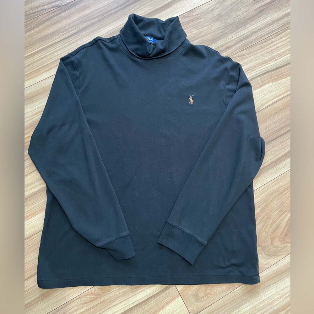 Polo Ralph Lauren Black Turtleneck Long Sleeve Shirt Size XL.